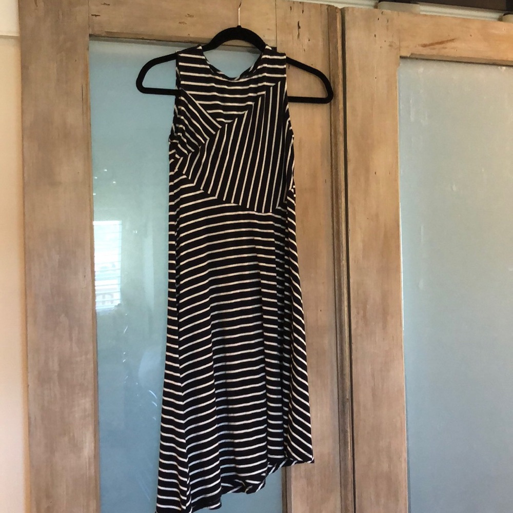 Black and white strip maternity knit dress